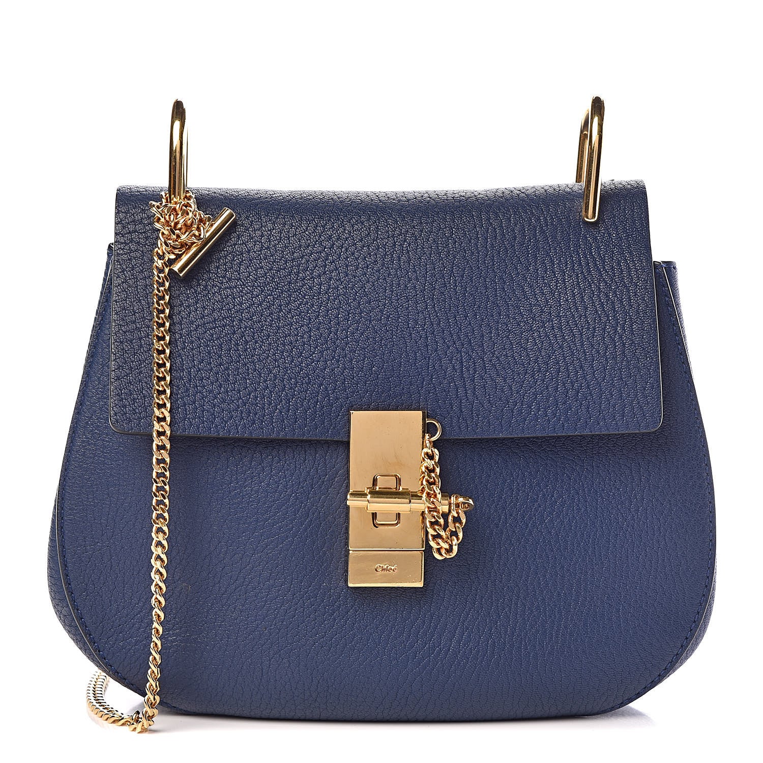 Chloe Grained Lambskin Drew Shoulder Bag Royal Navy 1 of 9
