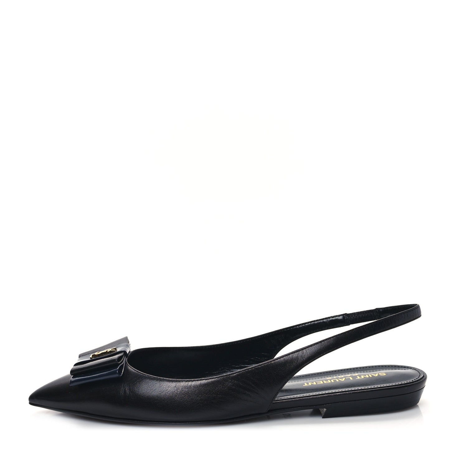 Patent Smooth Lambskin Anais Slingback Flats 36.5 Black Navy