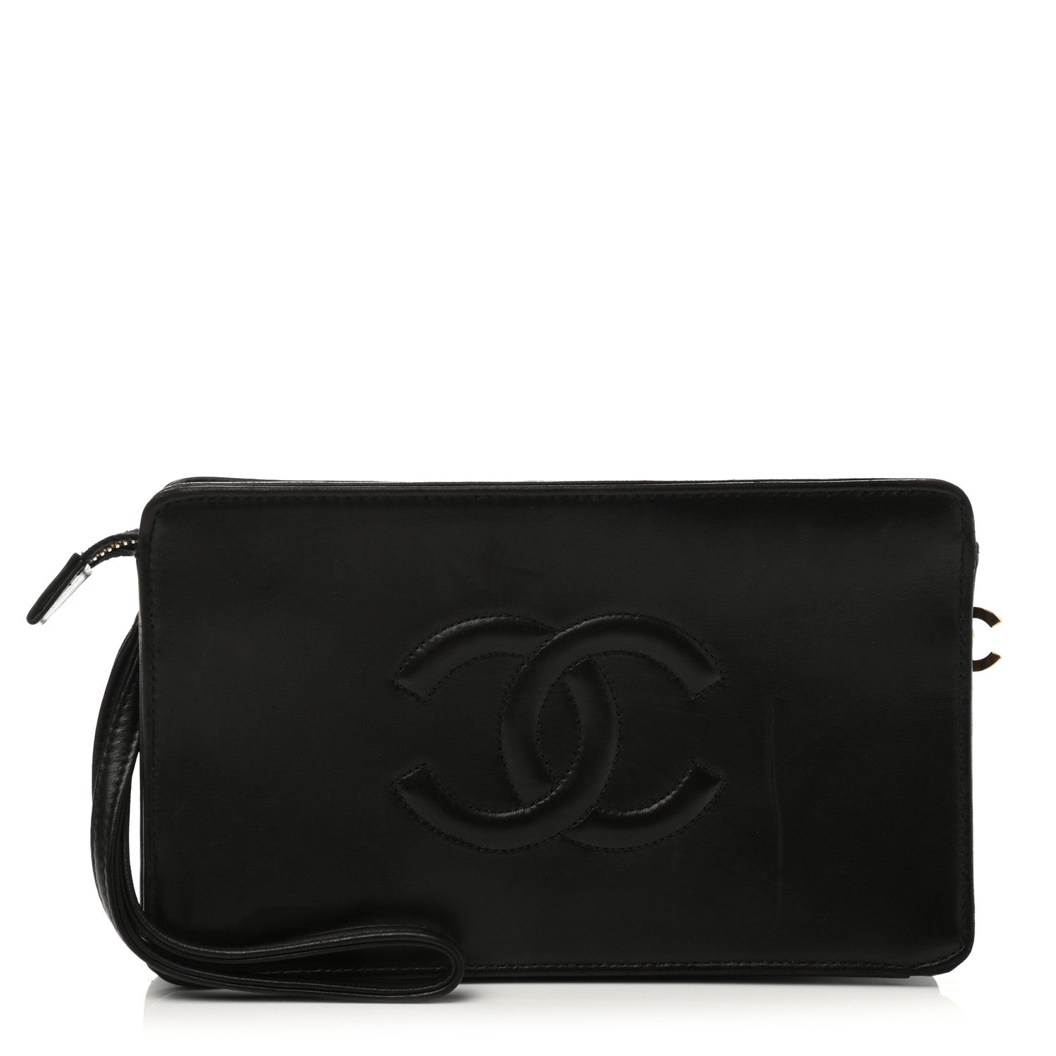 Chanel Lambskin Quilted CC Timeless Wristlet Clutch Black 1 of 8