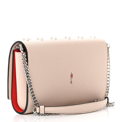 Christian Louboutin Grained Calfskin Spikes Loubinthesky Paloma Clutch Leche 4 of 15