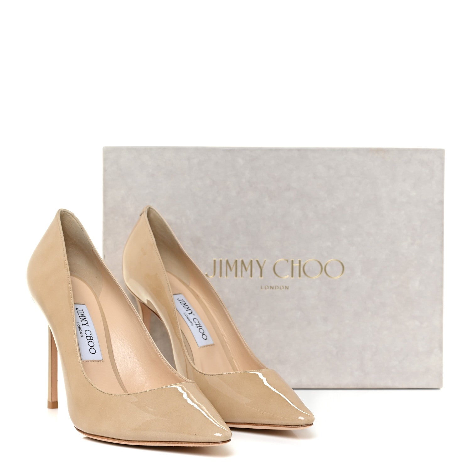 Jimmy Choo Patent Pointy Toe Romy 100 Pumps 39.5 Nude 11 of 11