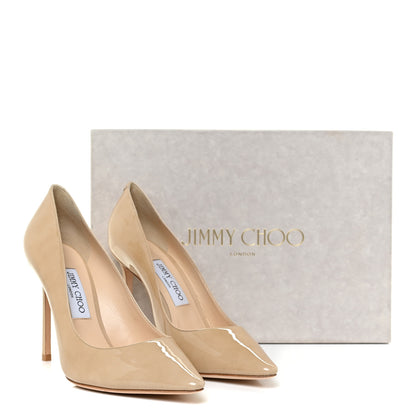 Jimmy Choo Patent Pointy Toe Romy 100 Pumps 39.5 Nude 11 of 11