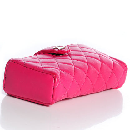 Chanel Lambskin Quilted Mini Phone Holder Clutch Dark Pink 4 of 8
