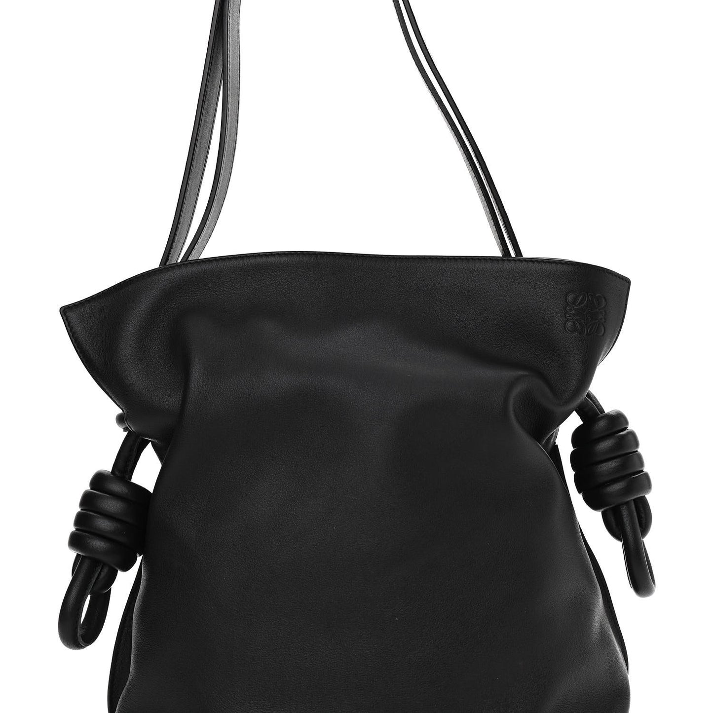 Calfskin Small Flamenco Knot Bag Black