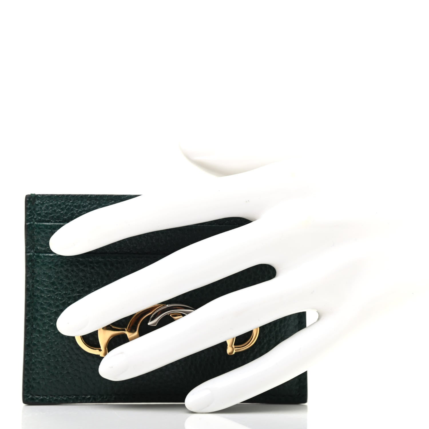 Gucci Grainy Calfskin Zumi Card Holder Vintage Green 2 of 6