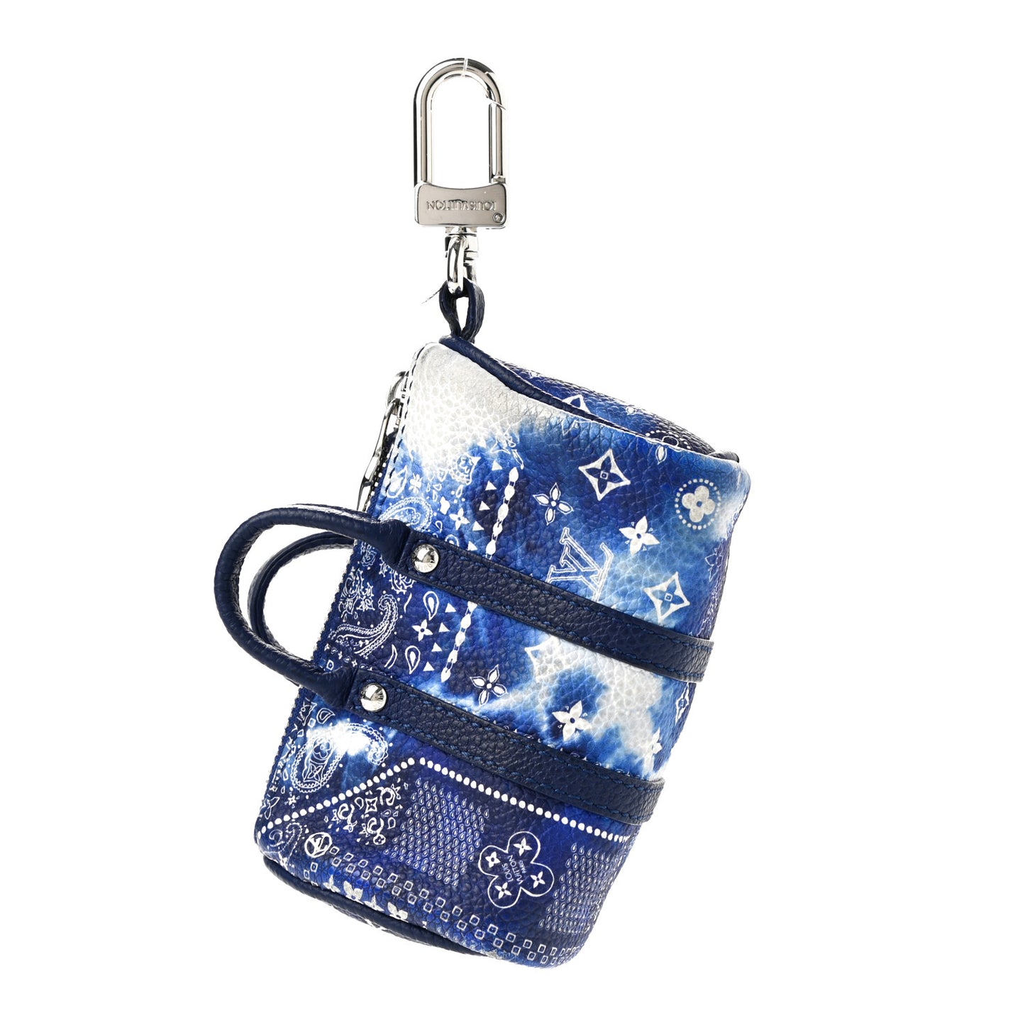 Monogram Bandana Mini Keepall Bag Charm Key Holder Blue