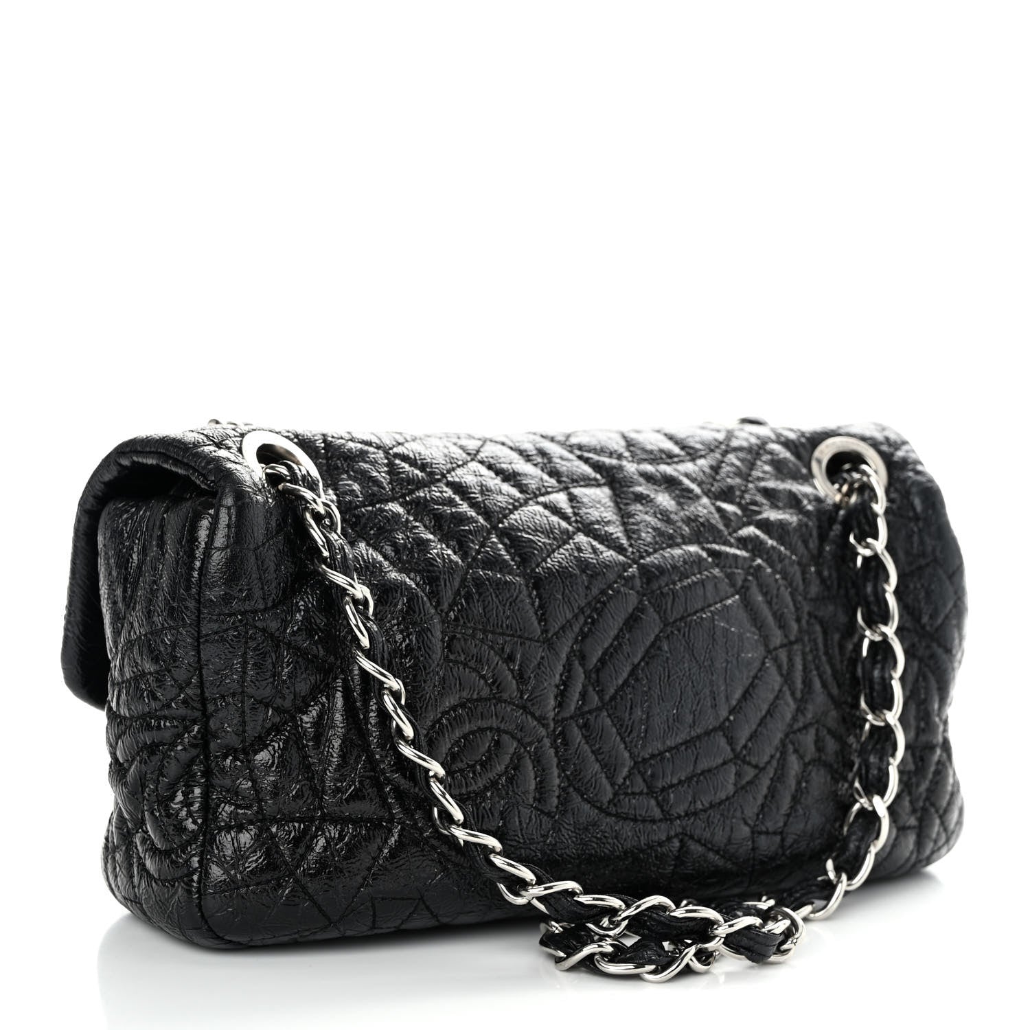 Chanel Vinyl Small Graphic Edge Flap Black 3 of 9