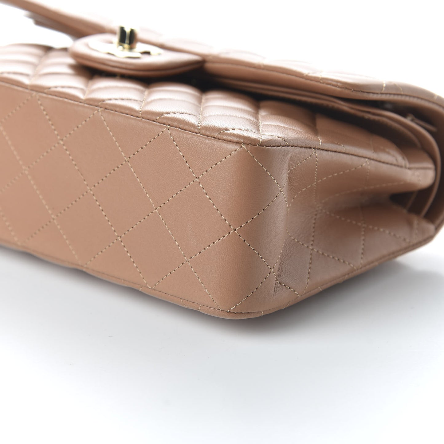 Lambskin Quilted Small Double Flap Brown