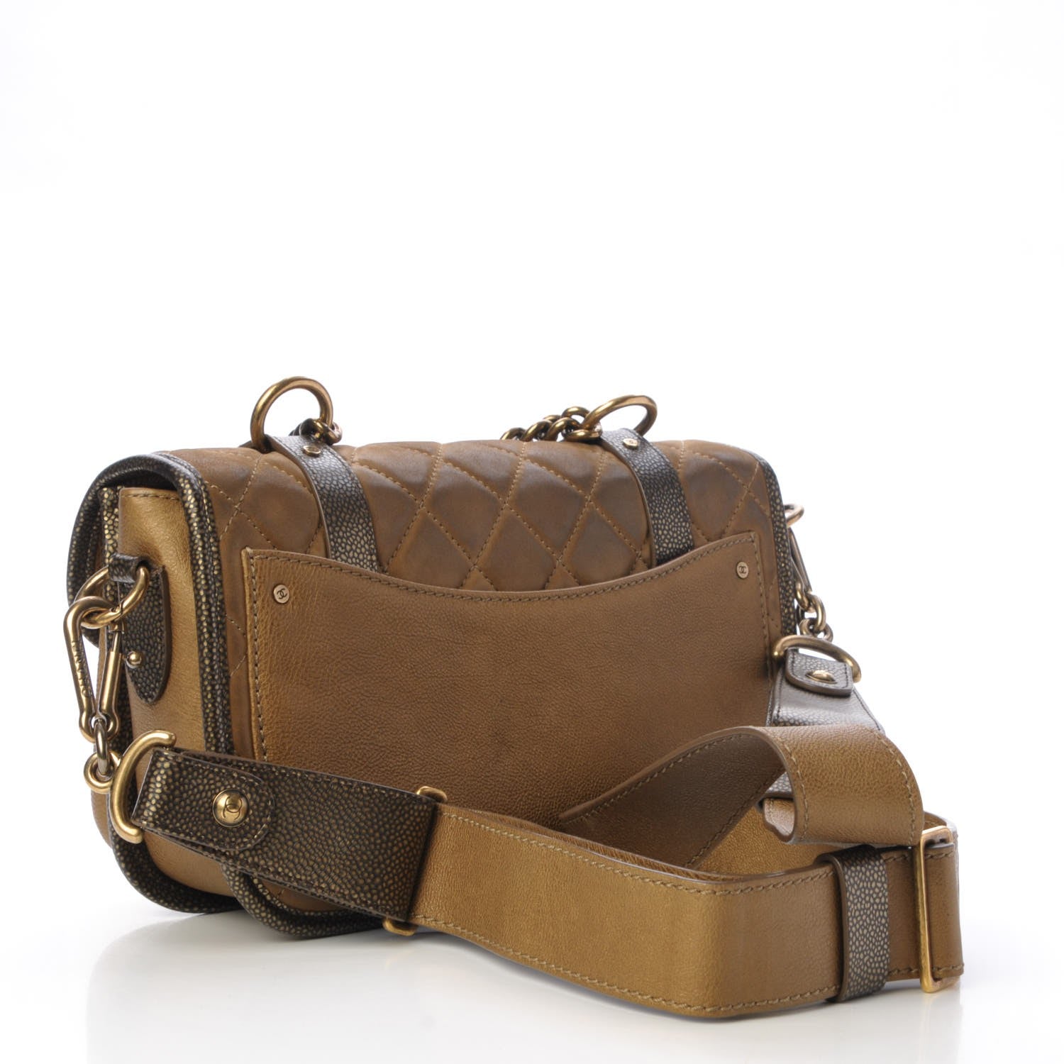 Chanel Iridescent Calfskin Back To School Messenger Flap Dark Gold 3 of 9