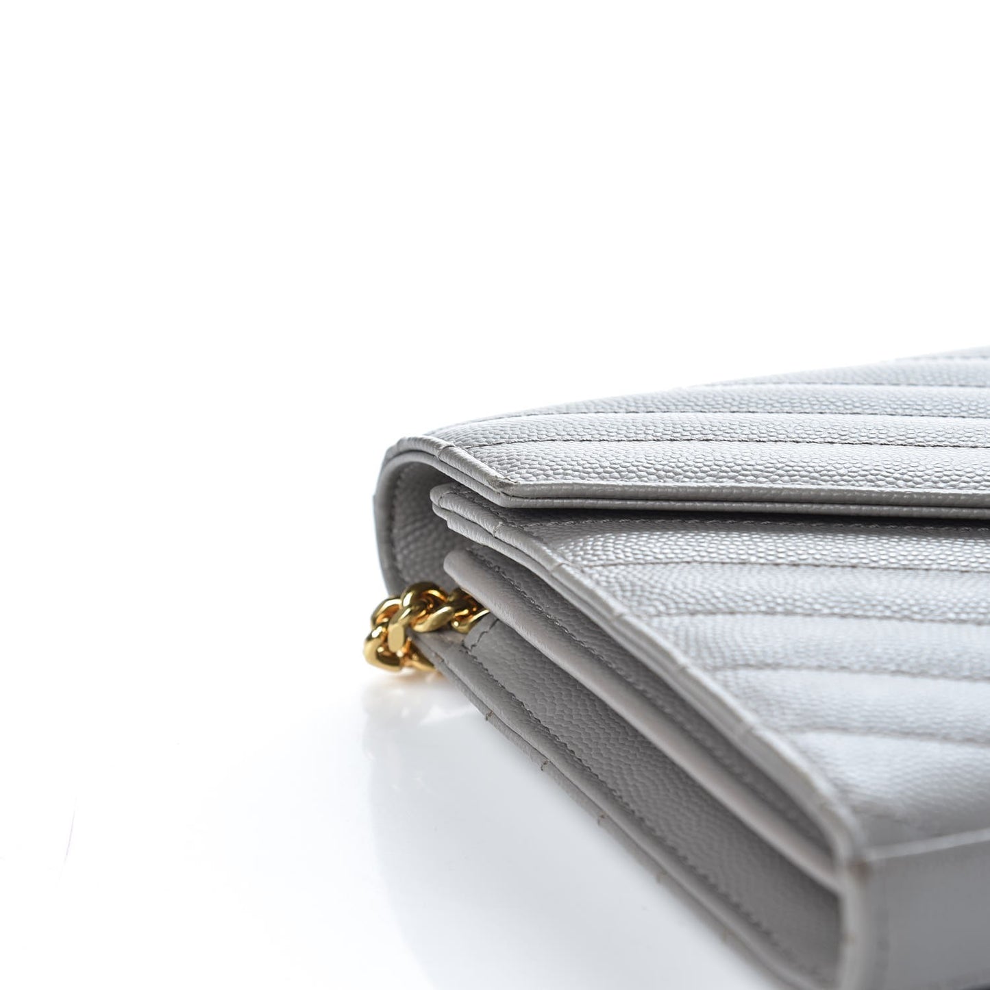 Grain De Poudre Matelasse Chevron Monogram Chain Wallet Oyster Grey