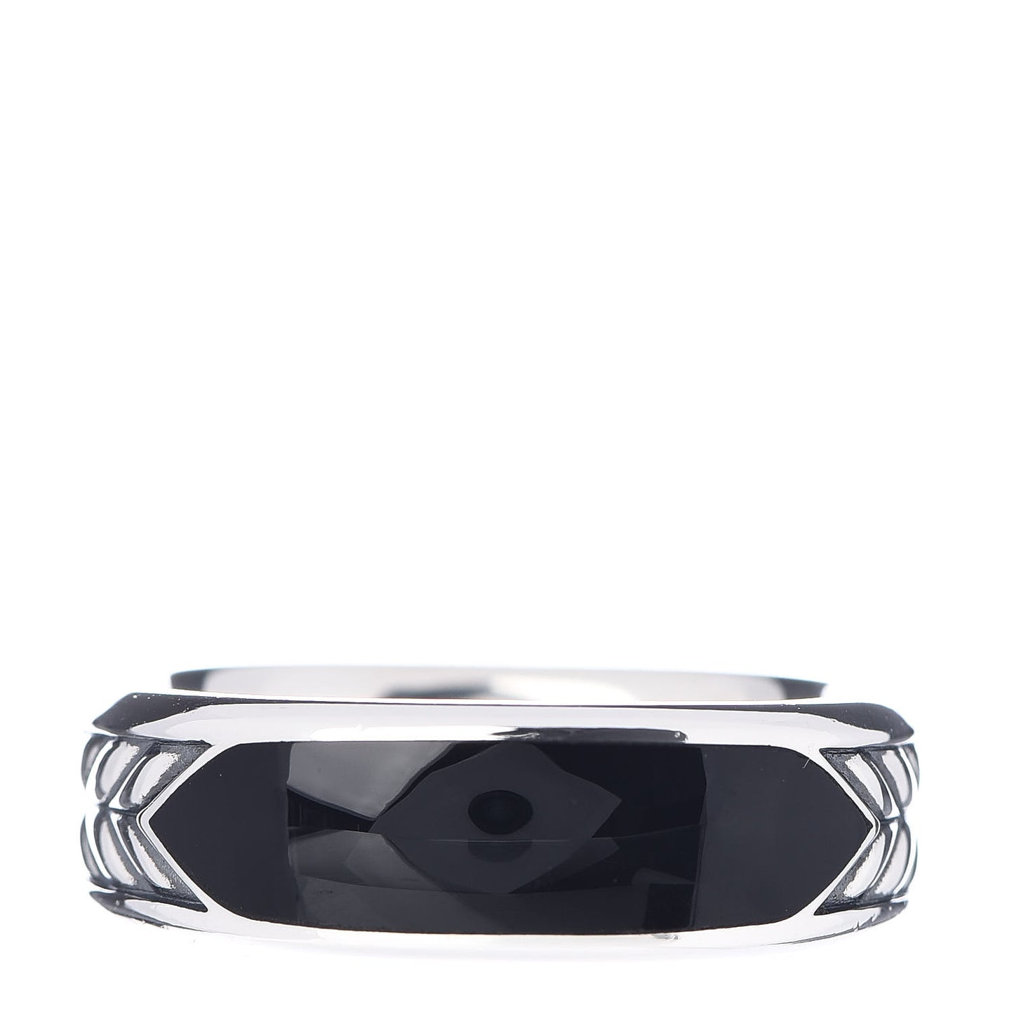 Sterling Silver Black Onyx Mens Chevron Band Ring 62 10