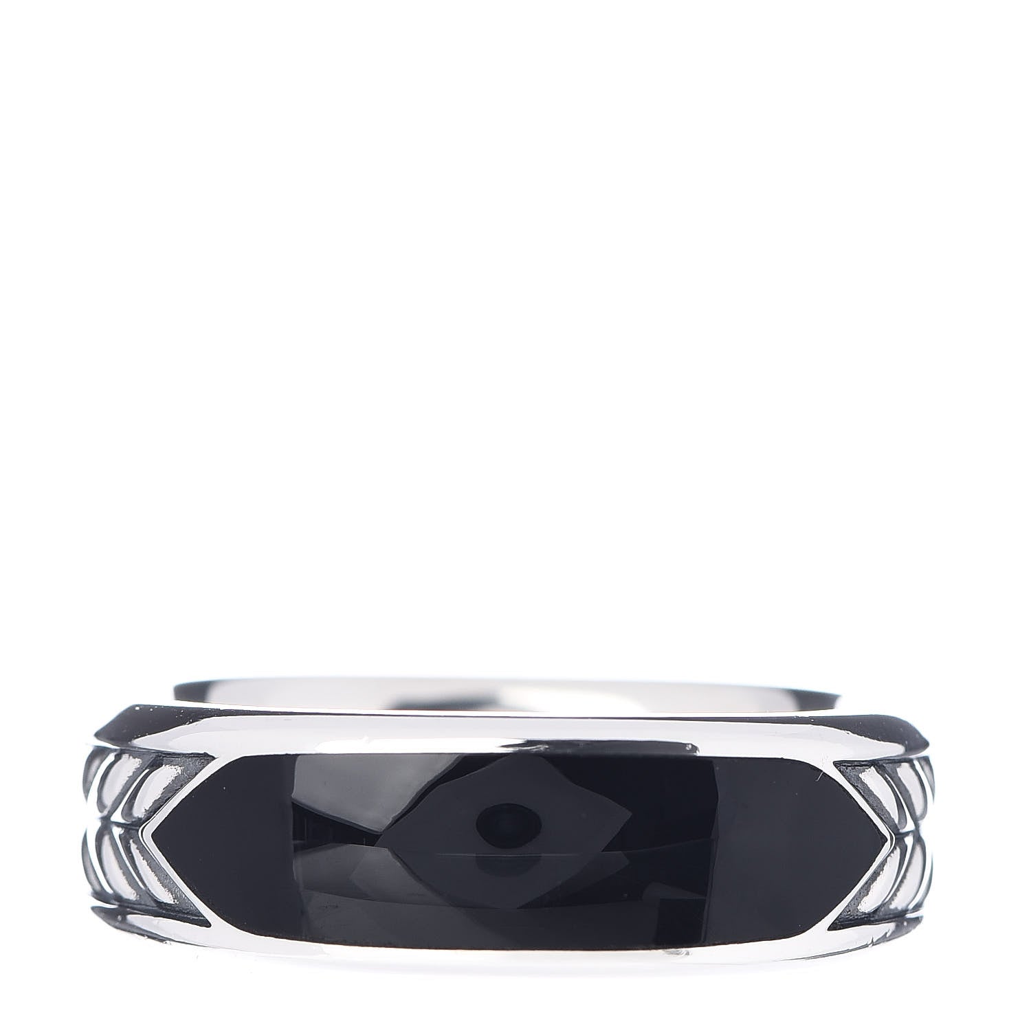 David Yurman Sterling Silver Black Onyx Mens Chevron Band Ring 62 10 1 of 6