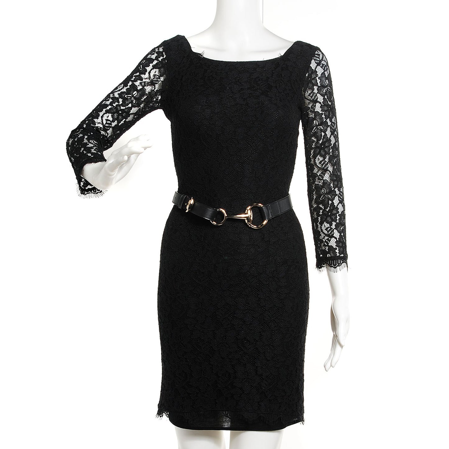 Calfskin Round Buckle Horsebit Selleria Belt Black 90 36
