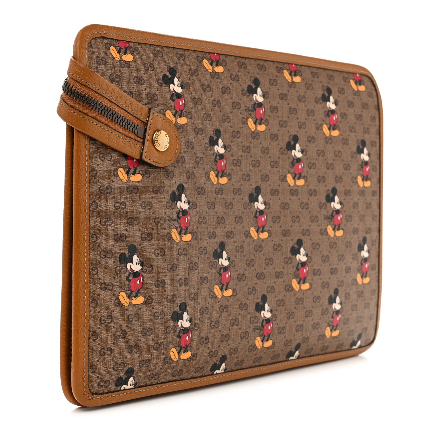 Gucci X DISNEY Mini Vintage GG Supreme Monogram Mickey Mouse Documents Holder Beige Vintage Sun Oil 3 of 7