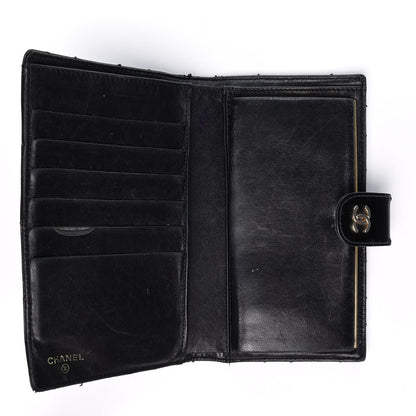 Chanel Glazed Calfskin Diamond Stitched French Wallet Black 4 of 17