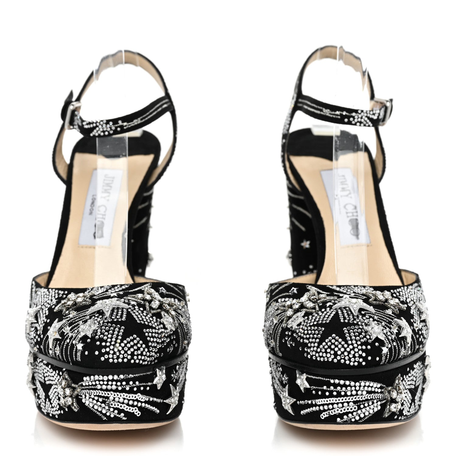 Jimmy Choo Suede Crystal Maple 125 Supernova Platforms 38.5 Black 2 of 10