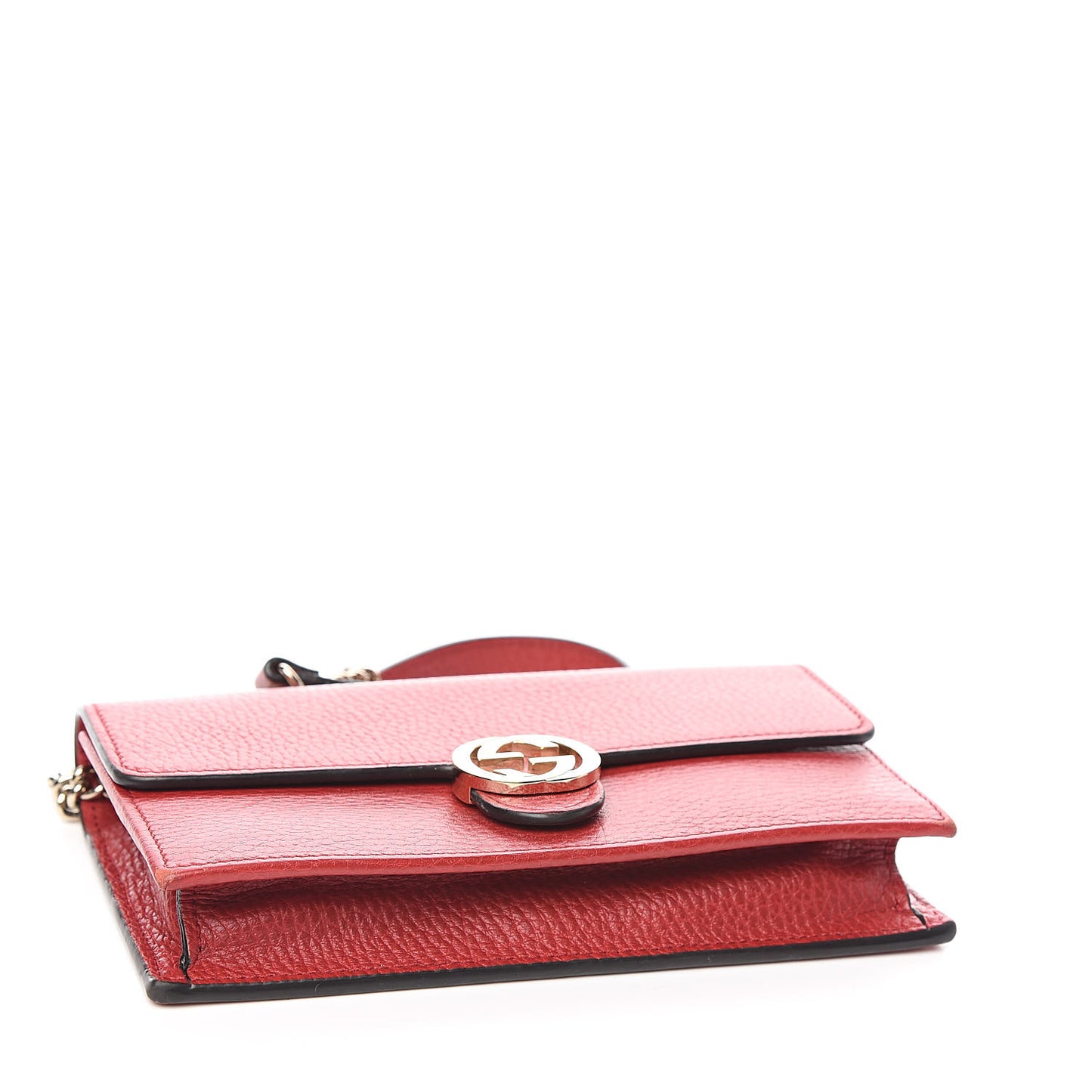 Dollar Calfskin Interlocking G Chain Wallet Red