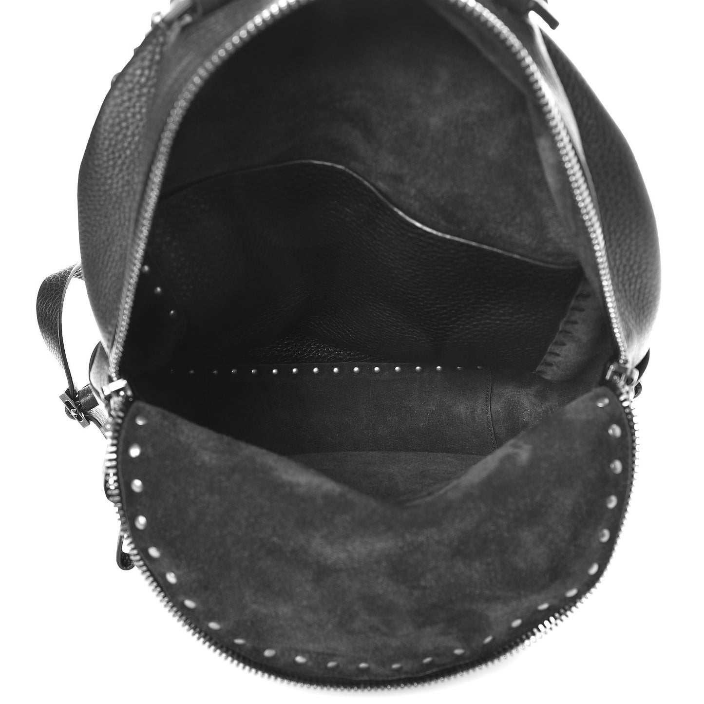 VALENTIN Pebbled Calfskin Medium Rockstud Rolling Backpack Black