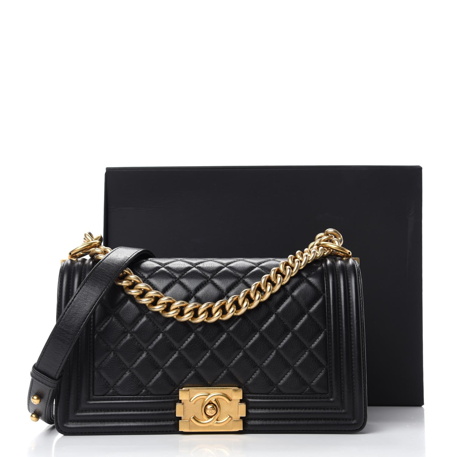 Chanel Calfskin Quilted Medium Boy Flap Black 13 of 13