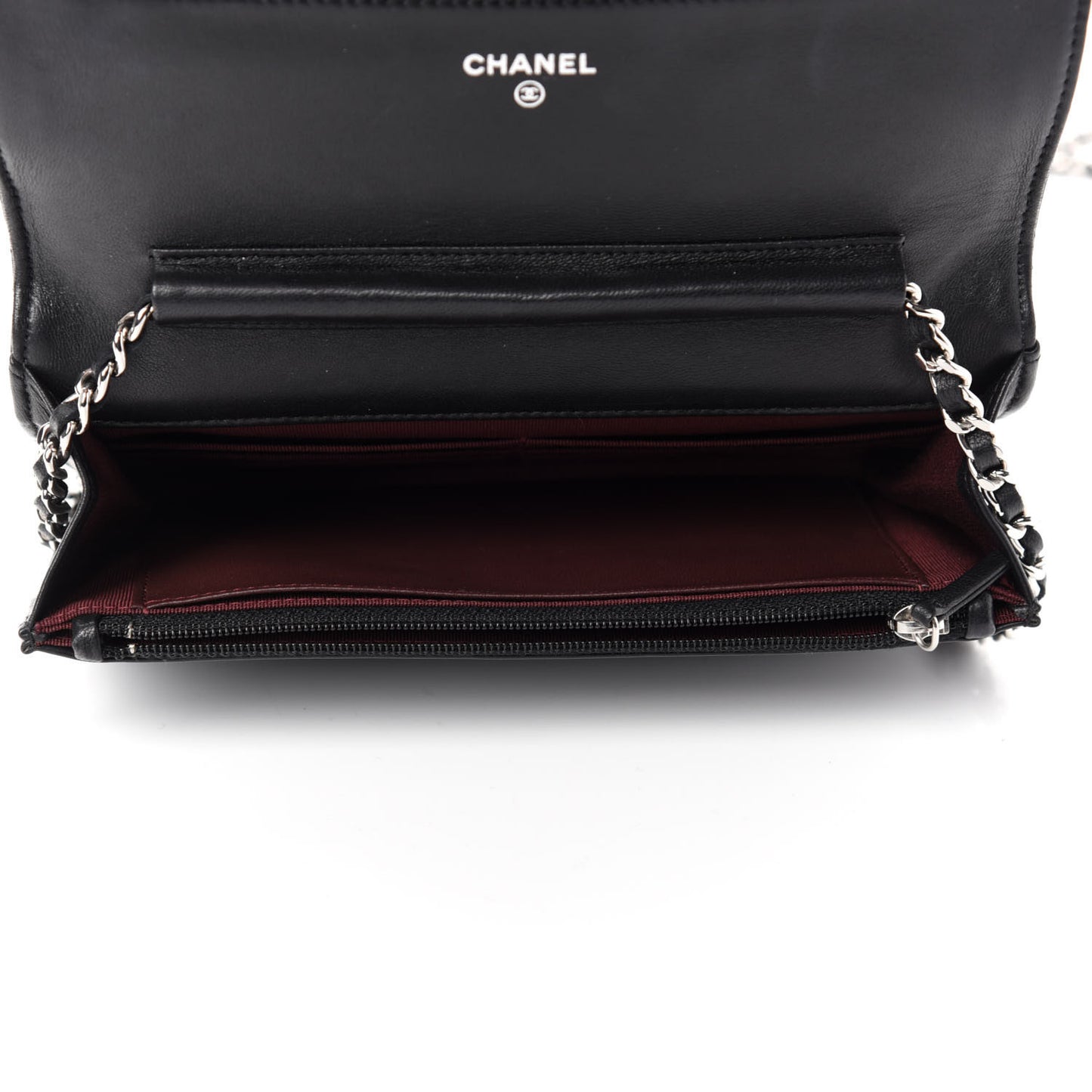 Lambskin Quilted Wallet On Chain WOC Black