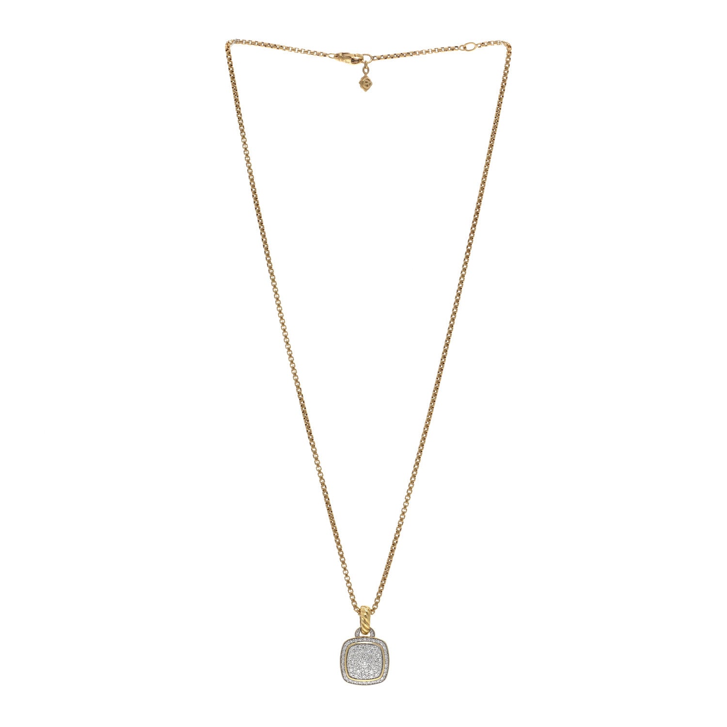 David Yurman 18K Yellow Gold Diamond 11mm Albion Pendant Necklace 3 of 4