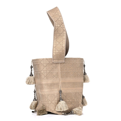 Christian Dior Canvas Embroidered D-Bubble Bucket Bag Beige 2 of 4