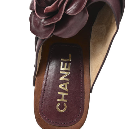 Chanel Calfskin Camellia Clogs 38 Dark Purple 8 of 9