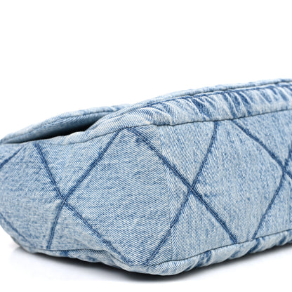 Chanel Washed Denim Quilted Large Flap Bag Blue 9 of 10