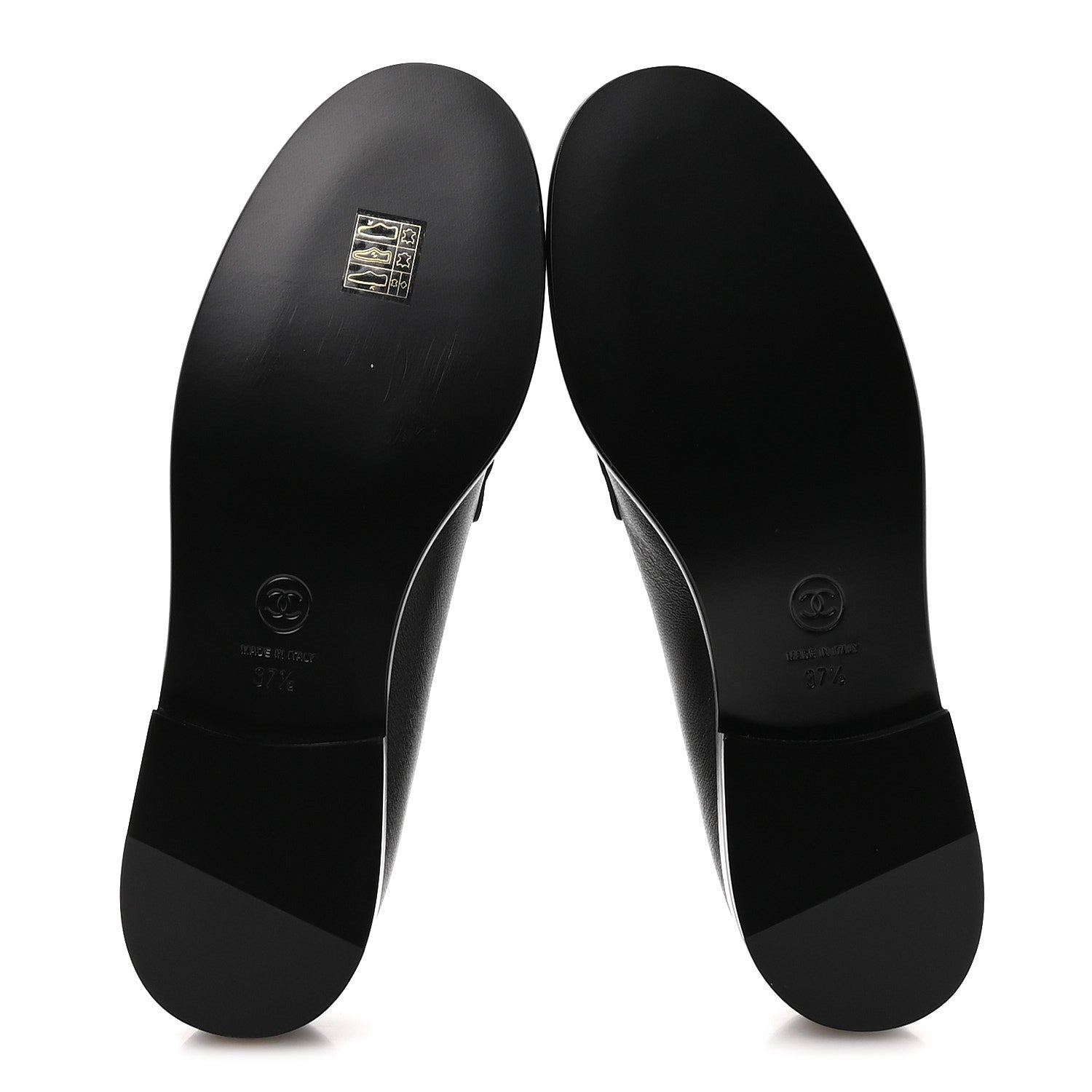 Chanel Lambskin CC Mocassin Loafers 37.5 Black 6 of 9
