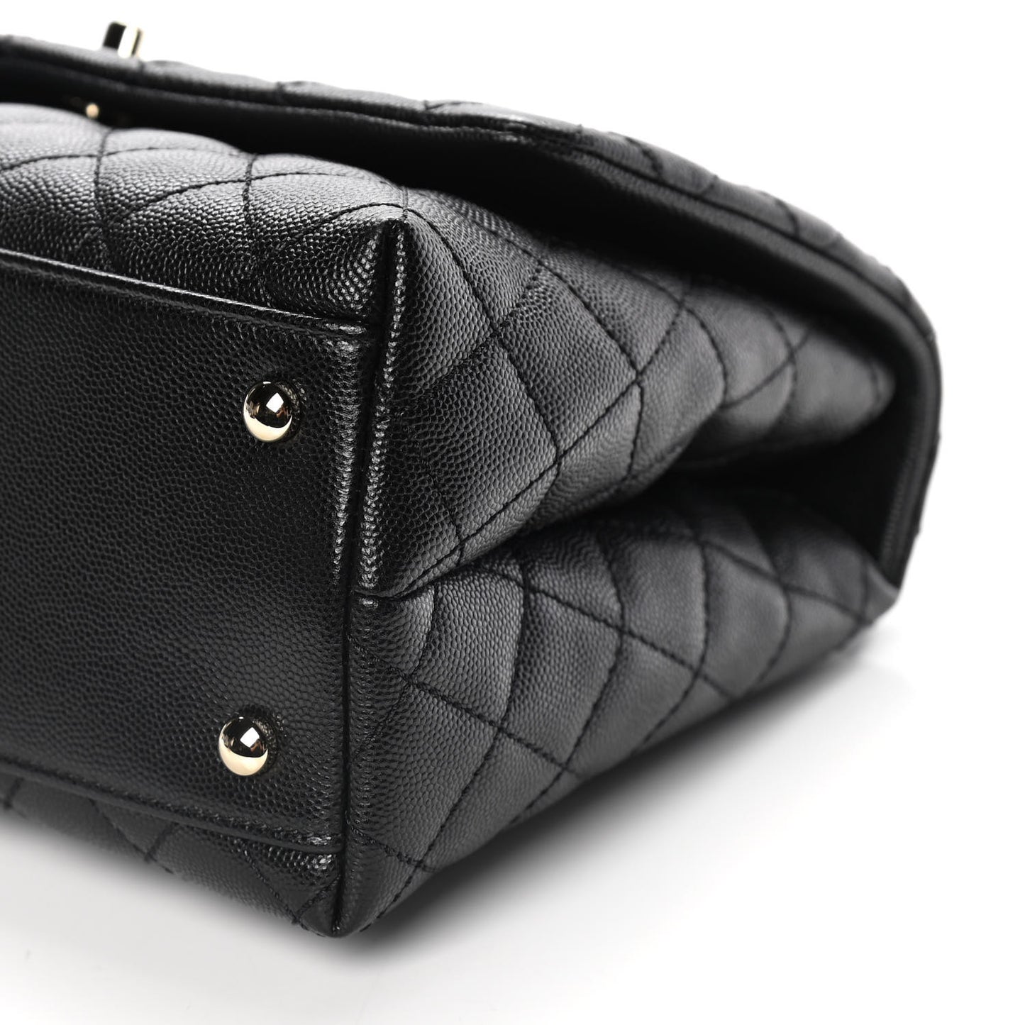 Caviar Quilted Small Coco Handle Flap Black