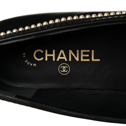 Chanel Calfskin Pearl CC Loafers 40 Black 8 of 9