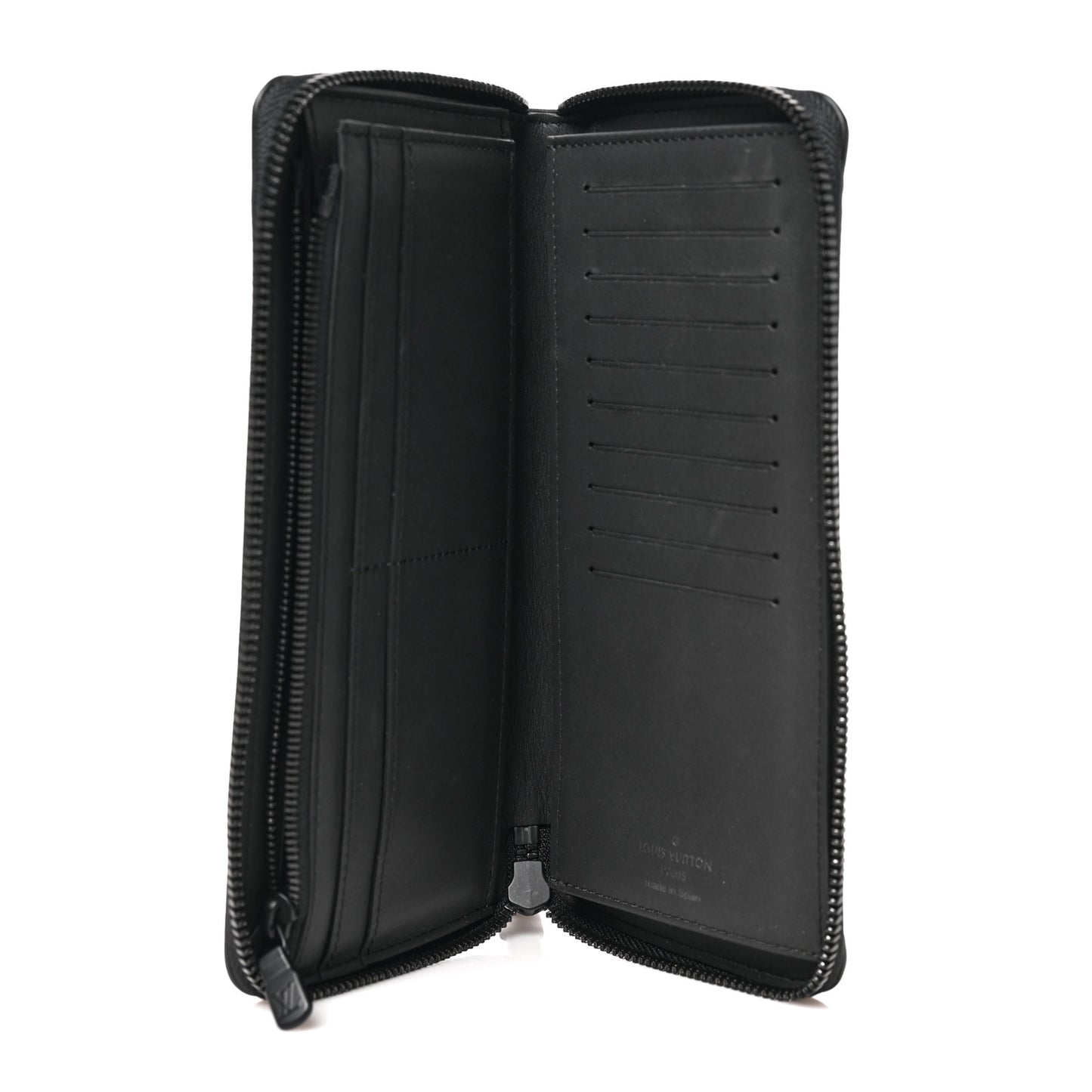 Calfskin Monogram Shadow Vertical Zippy Wallet Black