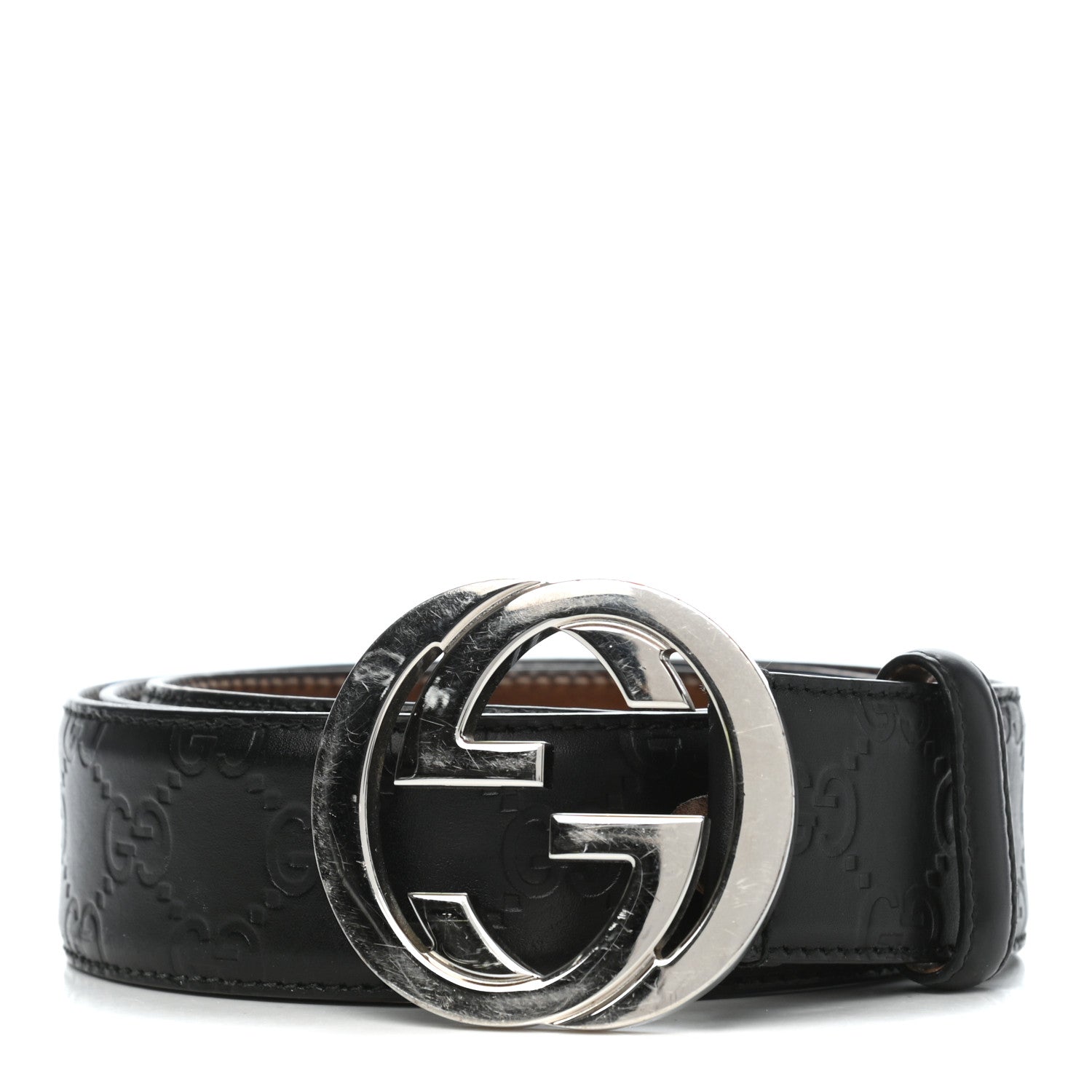 Gucci Guccissima Signature Interlocking G 40mm Belt 105 42 Black 1 of 7