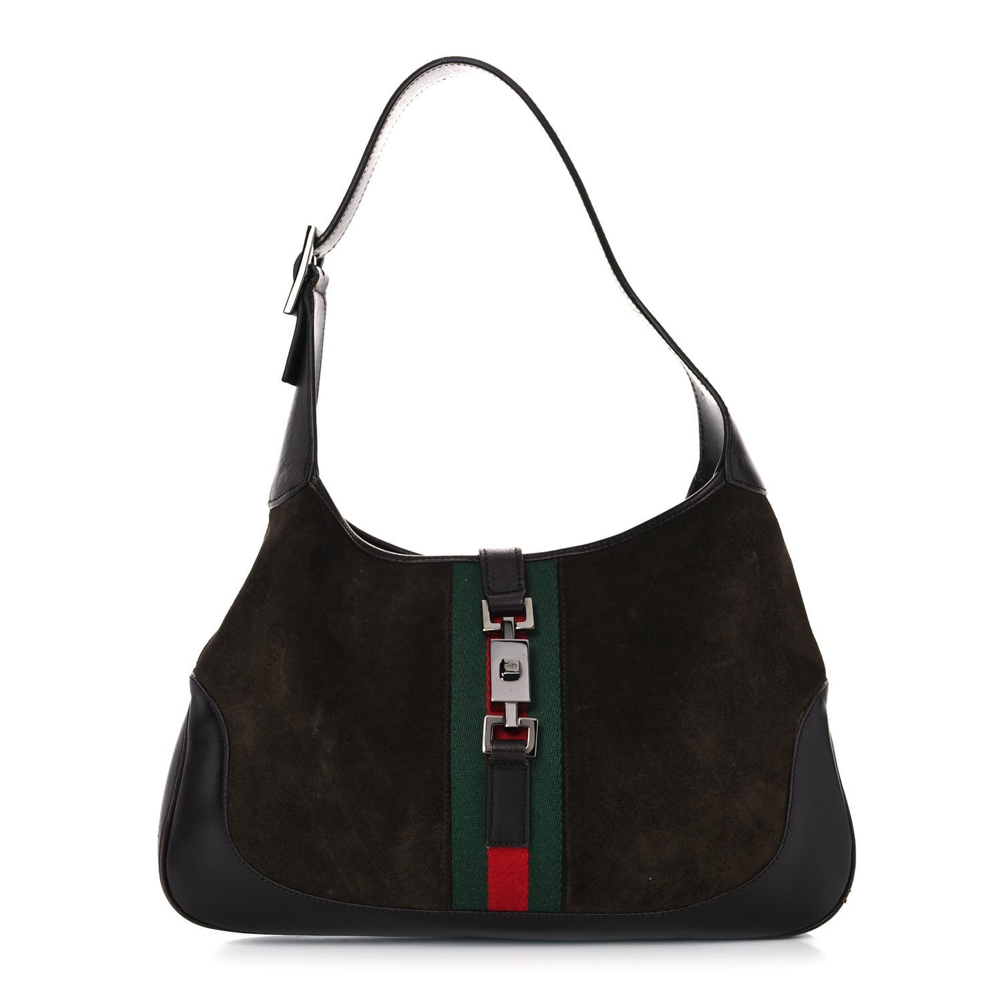 Suede Web Small Jackie O Hobo Dark Brown