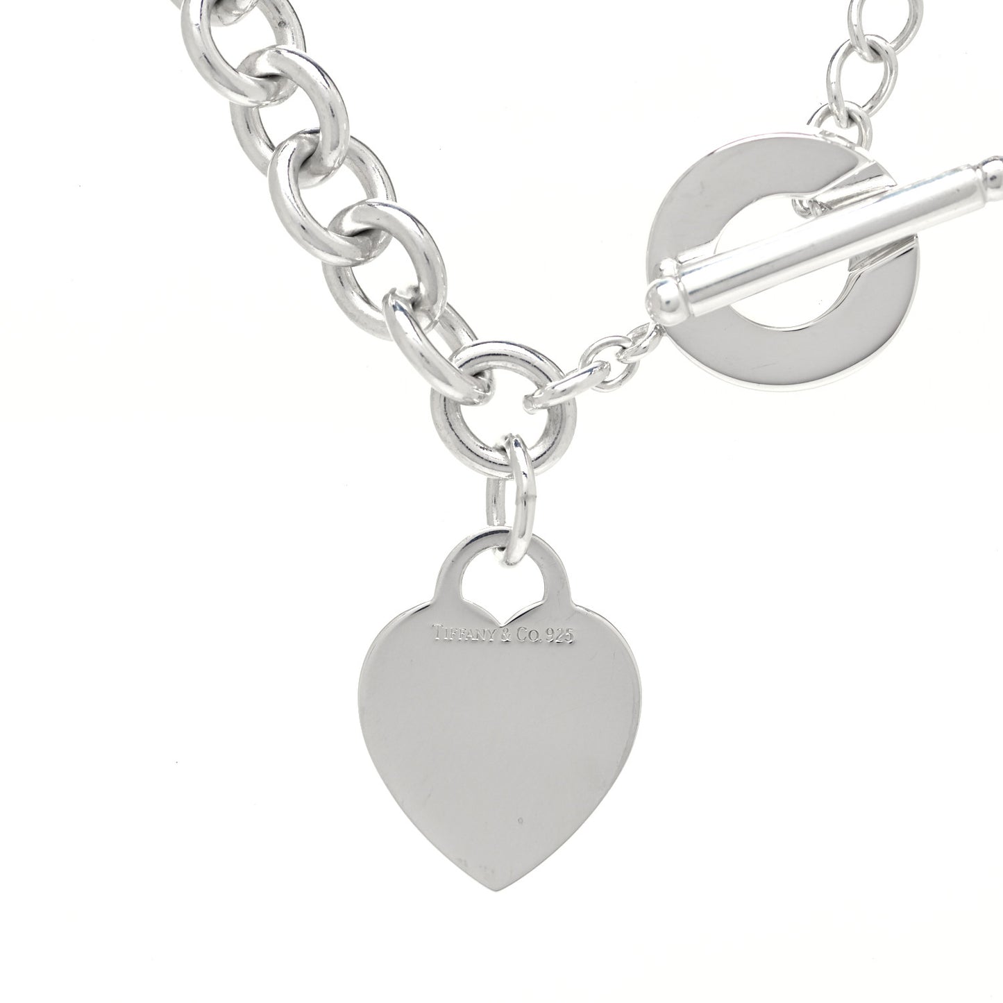 Sterling Silver Heart Tag Toggle Necklace