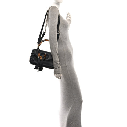 Gucci Calfskin Medium New Bamboo Top Handle Bag Black 2 of 15