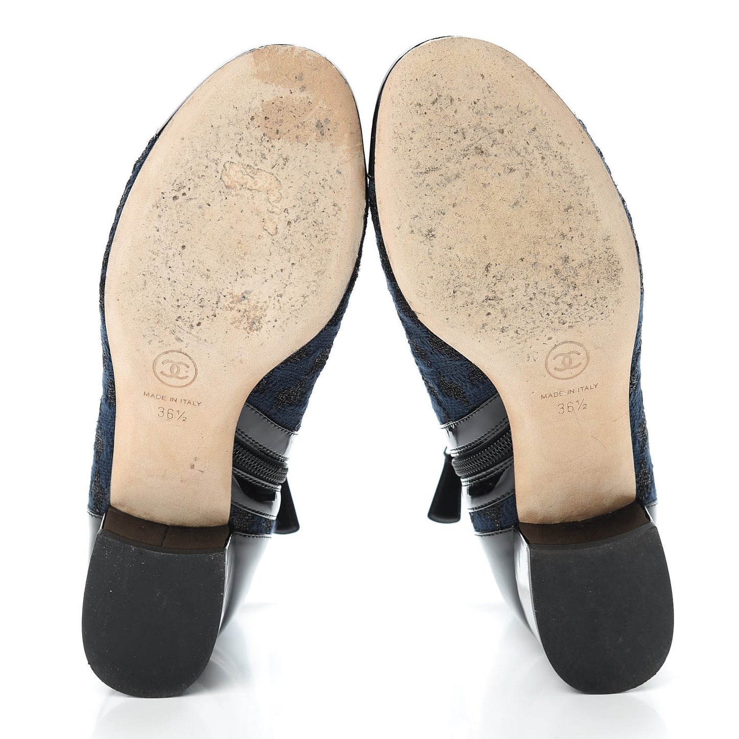 Tweed Cap Toe CC Short Boots 36.5 Navy Black