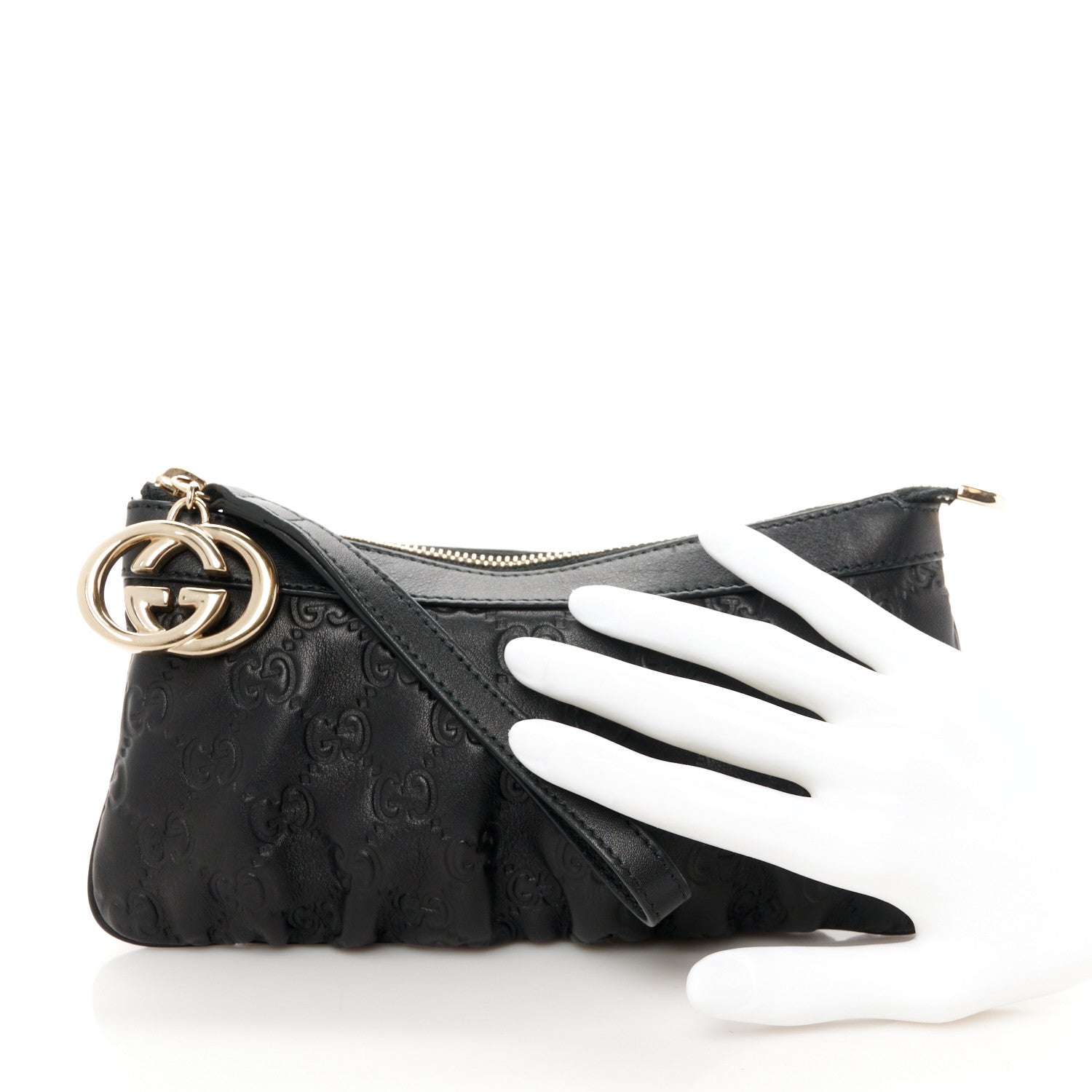 Gucci Guccissima Signature New Britt Wristlet Black 2 of 11