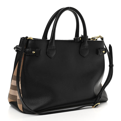 Burberry Derby Calfskin House Check Medium Banner Tote Black 3 of 11