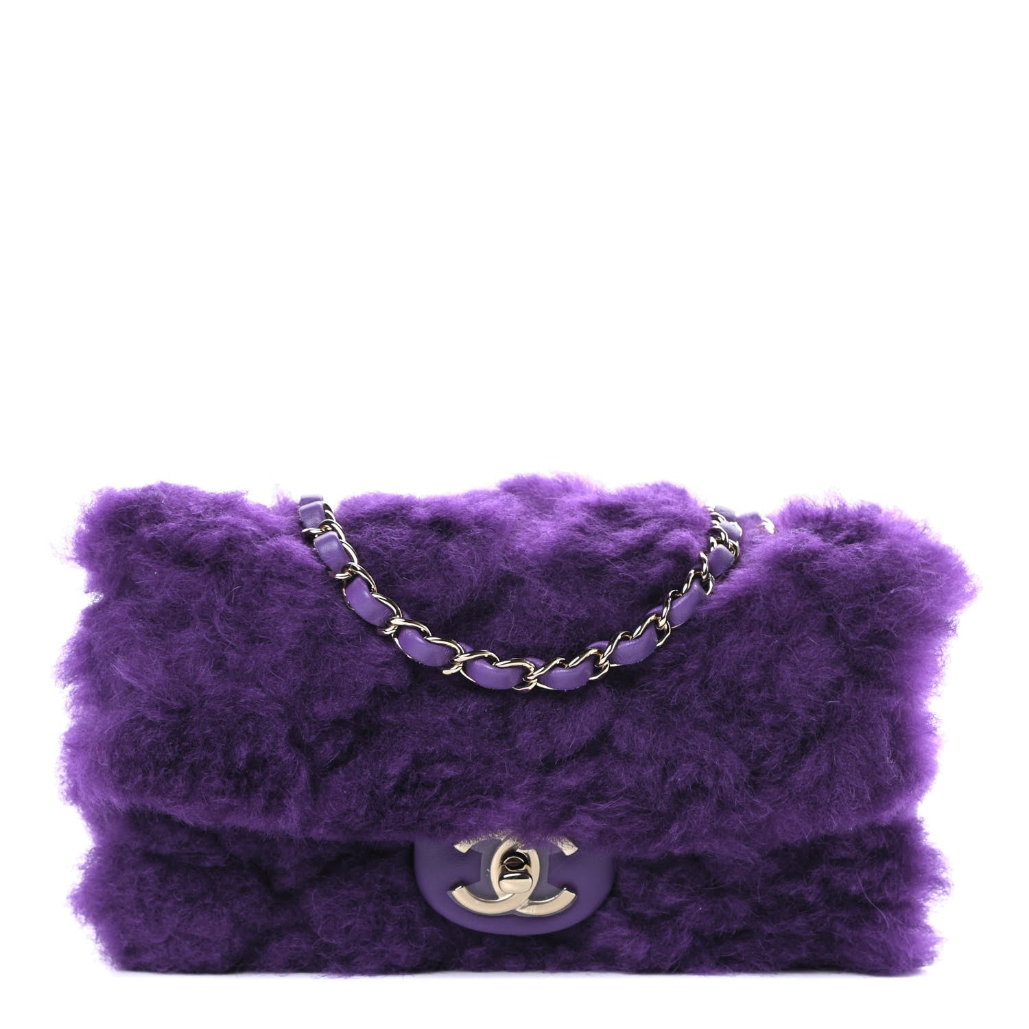 Chanel Shearling Lambskin Quilted Flap Purple 1 of 10