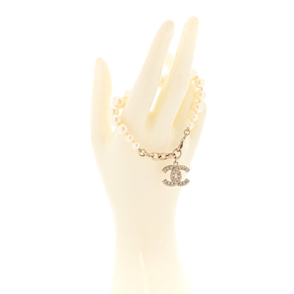 Chanel Graduated Pearl Crystal CC Bracelet Gold 2 of 5