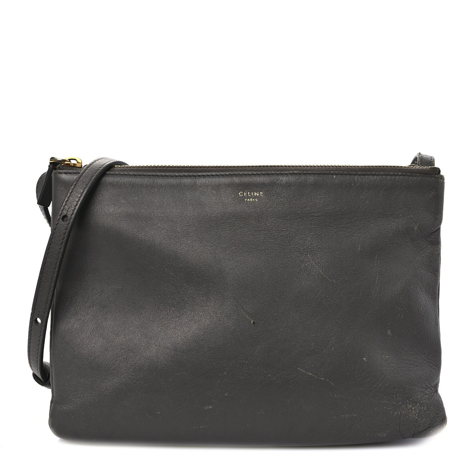 Celine Lambskin Large Trio Crossbody Bag Medium Grey 1 of 12