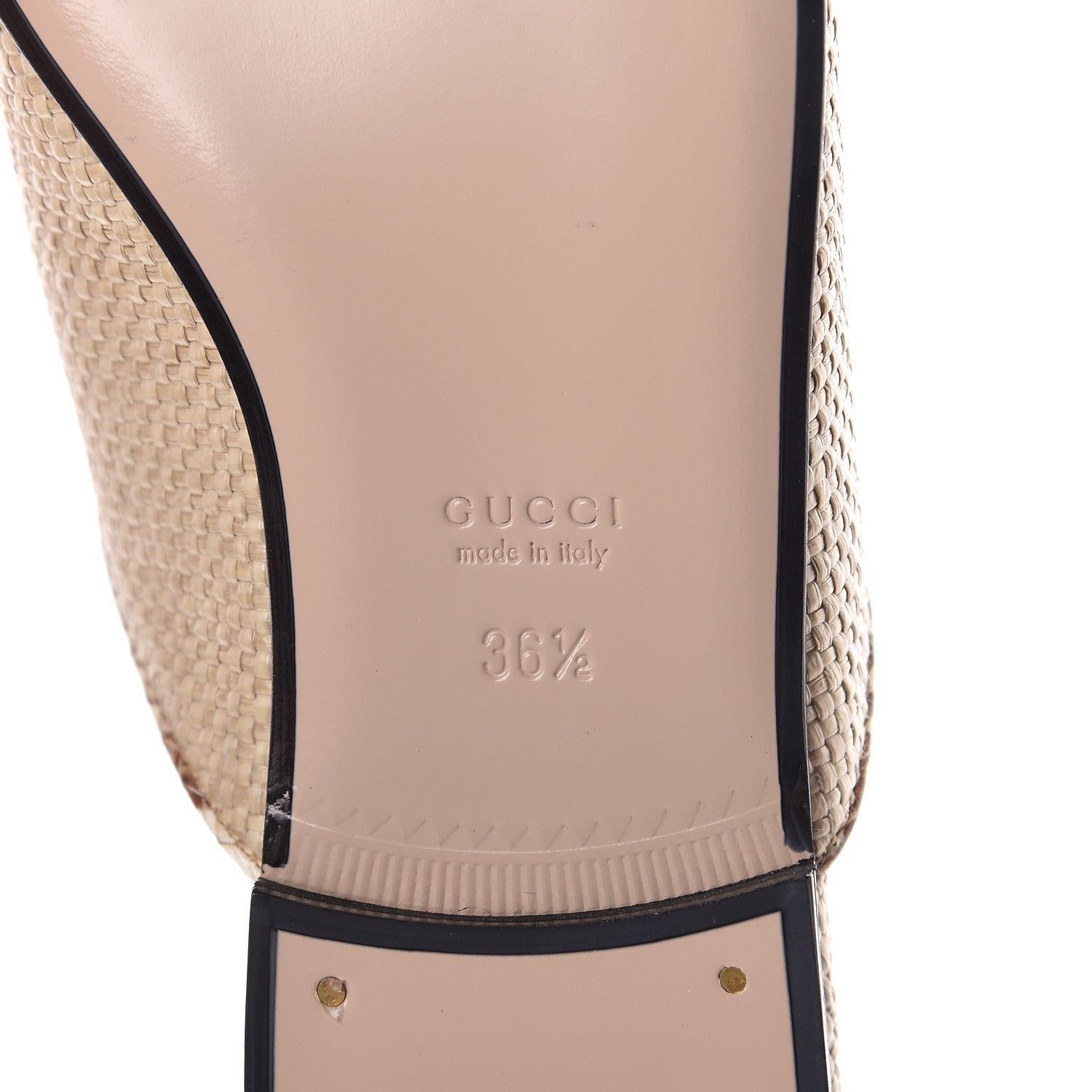 Gucci Straw Elaphe Womens Princetown Slippers 36.5 Natural Cream Brown 6 of 8