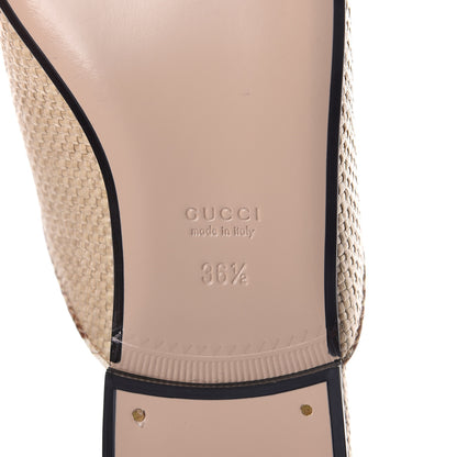 Gucci Straw Elaphe Womens Princetown Slippers 36.5 Natural Cream Brown 6 of 8