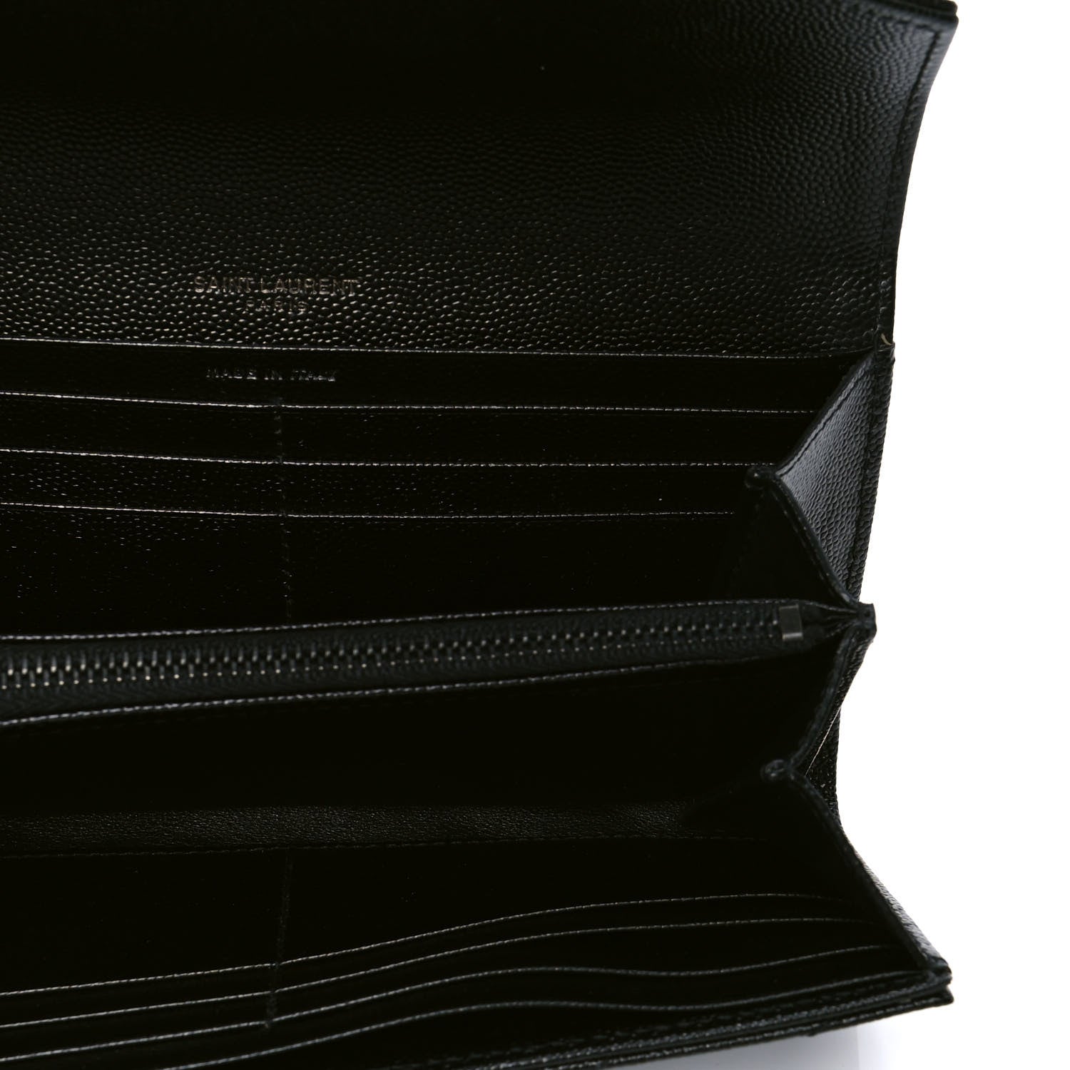 Saint Laurent Grain De Poudre Matelasse Chevron Monogram Flap Wallet Black 4 of 4