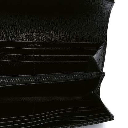 Saint Laurent Grain De Poudre Matelasse Chevron Monogram Flap Wallet Black 4 of 4