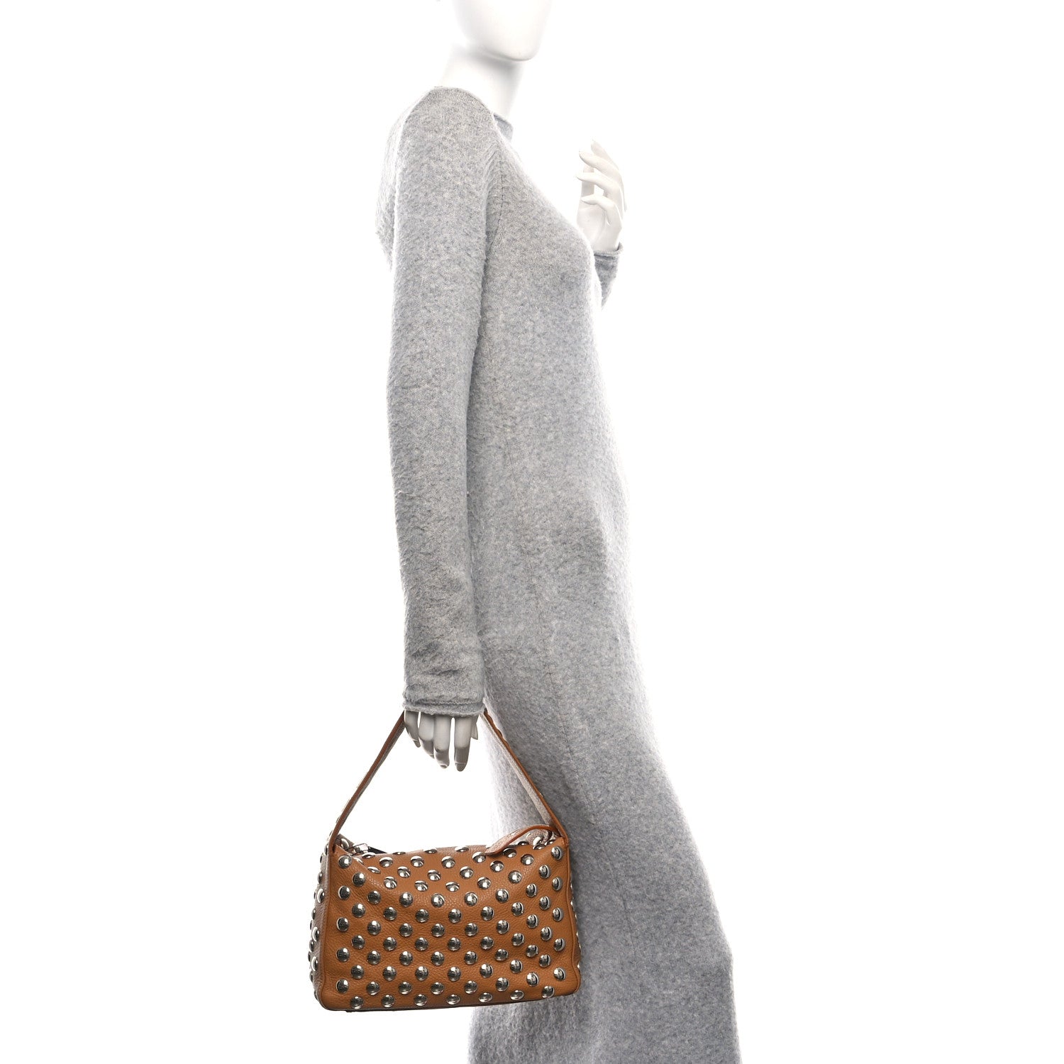 Khaite Pebbled Sport Calfskin Studded Elena Nougat 2 of 9