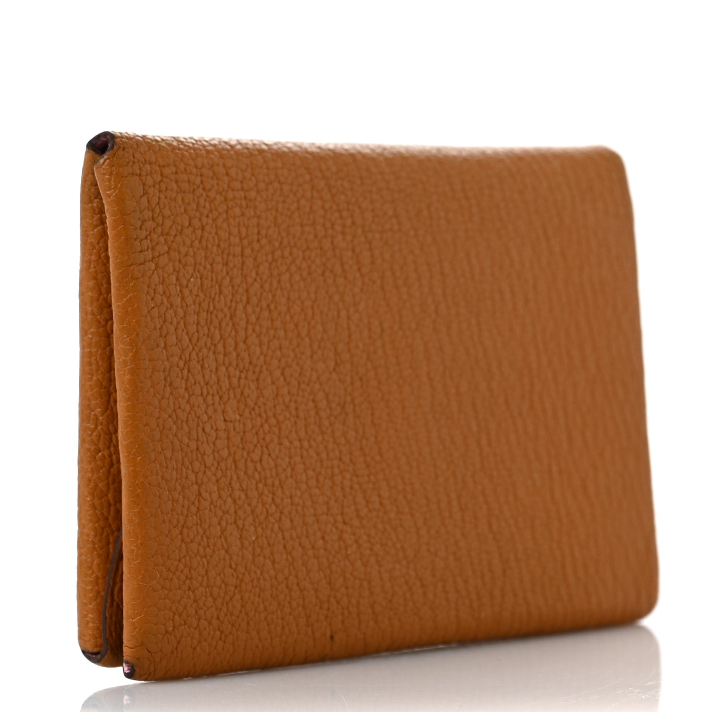 Chevre Mysore Verso Calvi Duo Card Case Caramel Rose Sakura