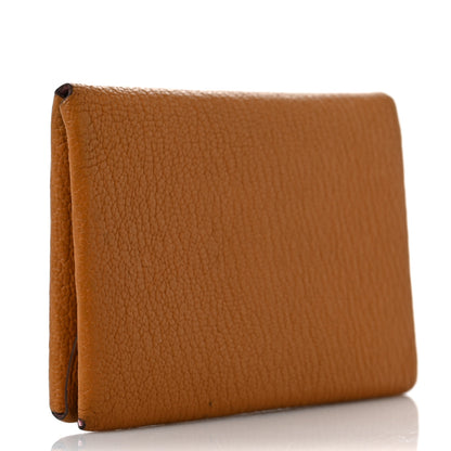 Hermes Chevre Mysore Verso Calvi Duo Card Case Caramel Rose Sakura 3 of 6