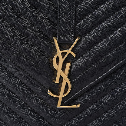 Saint Laurent Grain De Poudre Matelasse Chevron Large Monogram Satchel Black 11 of 11